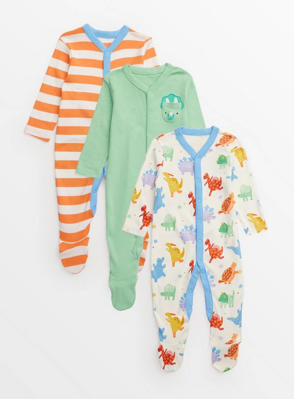 Bright Dinosaur Sleepsuit 3 Pack Up to 3 mths